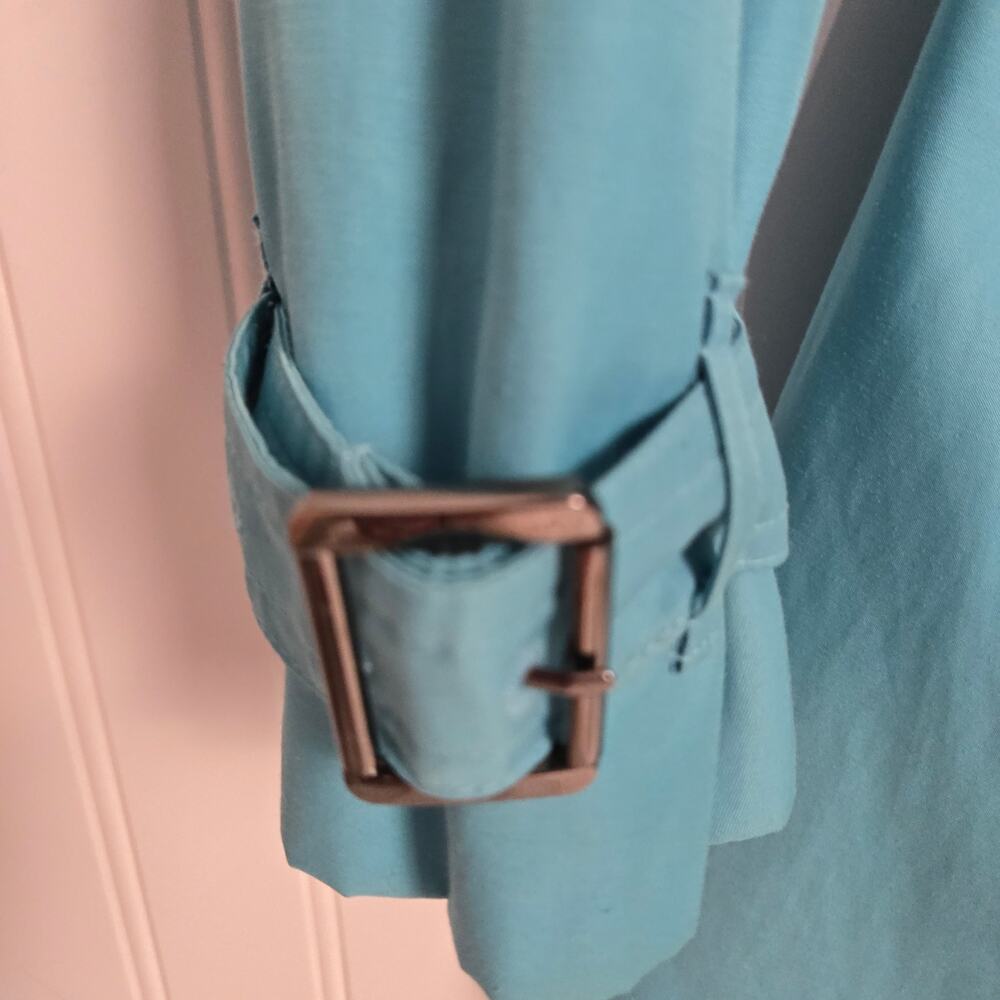 Women's Michael Kors Trench Coat Raincoat Turquoise Medium - Picture 10 of 16